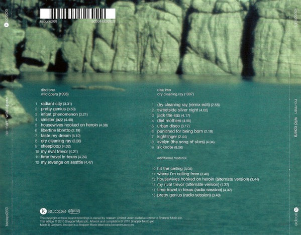 Image of Back Cover of 2xCD - VG+/VG - NO-MAN, Wild Opera (Kscope; kscope269, UK , Double CD Case), ,  - 2416004C
