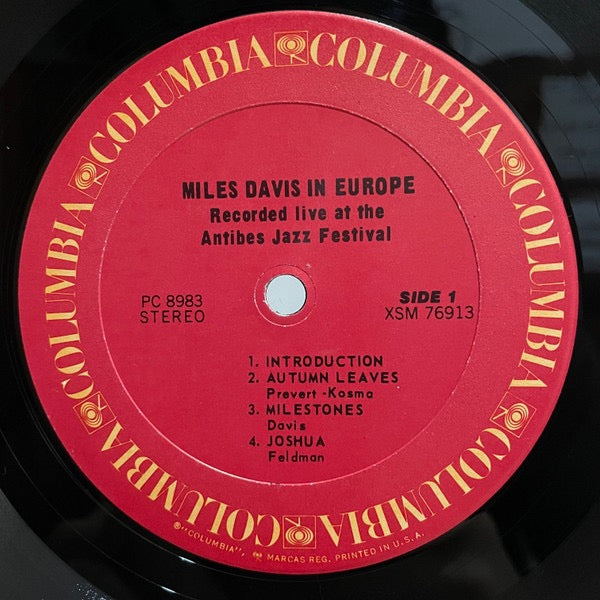 Image of Label Cover of LP - G+/VG - MILES DAVIS, Miles Davis In Europe (Columbia; PC 8983, US 1970s Reissue, Pasteback Sleeve), Spine wear and seam splits to sleeve. Disc is a strong VG.,  - 2416017C