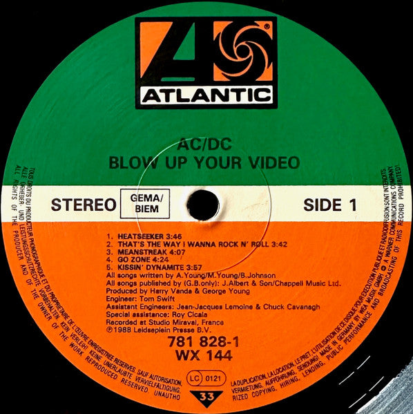 Image of Label Cover of LP - VG/VG - AC/DC, Blow Up Your Video (Atlantic; 781 828-1, Europe 1990), ,  - 2426004E