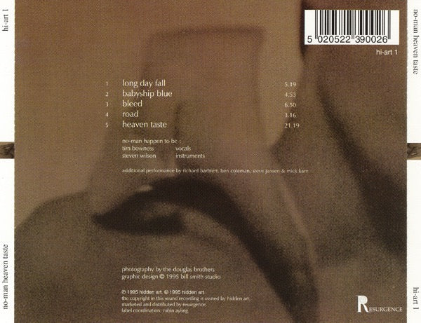 Image of Back Cover of CD - VG+/VG+ - NO-MAN, Heaven Taste (Hidden Art; hi-art 1, UK 1995, Jewel Case), ,  - 2416005C