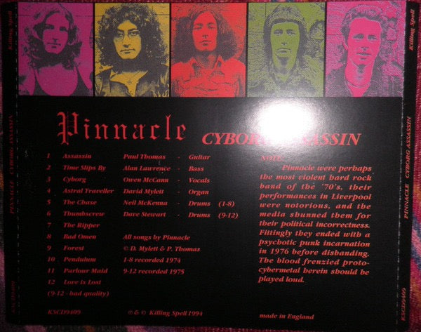 Image of Back Cover of CD - VG+/VG+ - PINNACLE, Cyborg Assassin (Kissing Spell; KSCD9409, UK 1994 Reissue, Jewel Case), ,  - 2416012C
