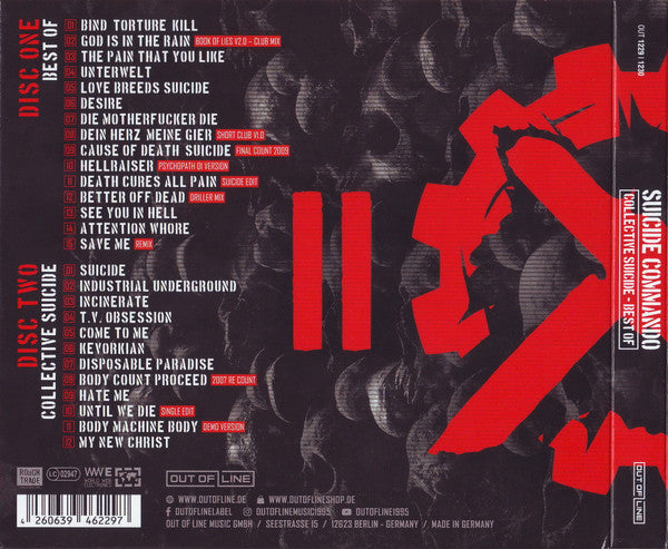 Image of Back Cover of 5xCD - VG+/EX - SUICIDE COMMANDO, Goddestruktor (Out Of Line; OUT 1227 - 1230, Germany 2022, Box Set, Limited Edition, Numbered, 606 of 666, Cross Body Bag, Certificate, hand numbered), ,  - 2336017E