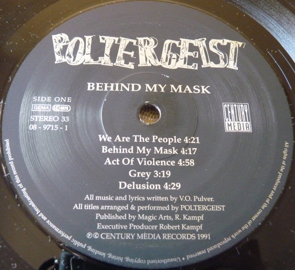 Image of Label Cover of LP - VG/G+ - POLTERGEIST, Behind My Mask (Century Media; LP 08-9715-1, Europe 1991, Inner), ,  - 2426010E