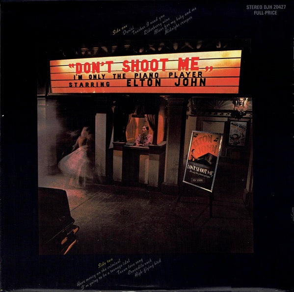 Image of Back Cover of LP - VG/VG - ELTON JOHN, Don't Shoot Me I'm Only The Piano Player (DJM Records; DJH 20427, UK 1973, Laminated Gatefold Sleeve, Smooth Booklet, A2/B3 - Translucent Vinyl), Strong VG. Book in lovely condition.,  - 2846084S