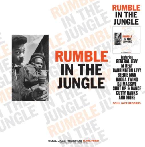 Image of Front Cover of 2xLP - NEW/NEW - VA / SOUL JAZZ PRESENTS, Rumble In The Jungle (20th Anniversary Edition) (Sould Jazz Records; SJRLP569, UK 2026, 2 Inners), , Following Soul Jazz Records' recent  Junglist!  comes this new 20th anniversary edition of their groundbreaking  Rumble In The Jungle  album, their classic collection of early 1990s ragga, drum & bass and jungle. Featuring General Levy, M-Beat, Barrington Levy, Beenie Man, Ragga Twins, Cutty Ranks, Shut Up & Dance and more. The renowned album 
