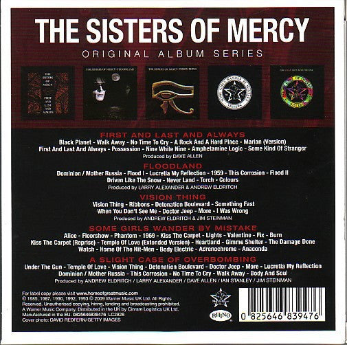 Image of Back Cover of 5xCD - VG+/VG+ - THE SISTERS OF MERCY, Original Album Series (Rhino Records; 0825646839476, Europe 2010 Reissue), ,  - 2456028S