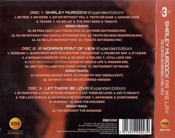 Image of Back Cover of 3xCD - EX/EX - SHIRLEY MURDOCK, As We Lay (The Elektra Recordings 1985-1991) (SoulMusic Records; QSMCR-5204T, UK 2022, Quadruple Digipak, Booklet), ,  - 2416102C