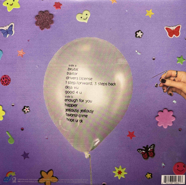 Image of Back Cover of LP - VG+/EX - OLIVIA RODRIGO, Sour (Geffen Records; B0033816-01, US 2021, Gatefold, Inner), Very slight hint of ringwear on the sleeve. ,  - 2426022E
