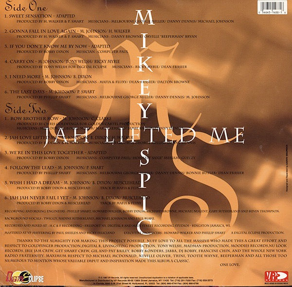 Image of Back Cover of LP - VG/VG - MIKEY SPICE, Jah Lifted Me (VP Records; VPRL 1488, US 1997), Light wear only, clean player. Light wear on sleeve.,  - 2416123C