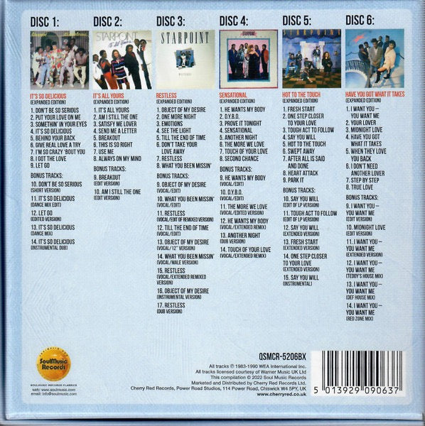Image of Back Cover of 6xCD - EX/M - STARPOINT, Object Of My Desire (The Elektra Recordings 1983-1990) (SoulMusic Records; QSMCR-5206BX, UK 2022, Box Set), Still SEALED In Shrinkwrap,  - 2416107C
