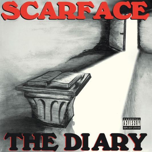 Image of Front Cover of 2xLP - NEW/NEW - SCARFACE, The Diary (Rap-A-Lot; RAL2K001INLP, Europe 2026 Reissue, Insert, Opaque Red Vinyl with Bonus Track), , The Diary by Scarface returns. Newly remastered, this definitive edition includes the original 1994 artwork, carefully restored by acclaimed designer Mr. Krum. Featuring fan favorites like  No Tears  and  I Seen a Man Die,  this platinum - certified classic is presented with upgraded audio and an expanded format, making it the most comprehensive edition to