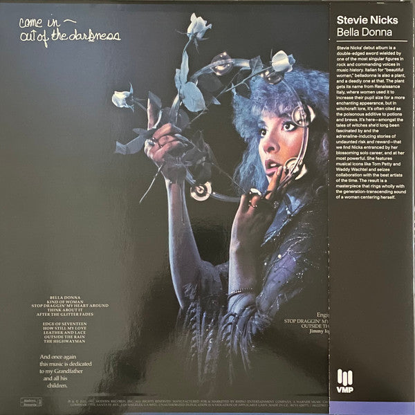 Image of Back Cover of LP - EX/EX - STEVIE NICKS, Bella Donna (Modern Records; RCV1 628771, US 2023 Reissue, Blue & Black Galaxy, 180g - Vinyl Me Please), ,  - 2426026E