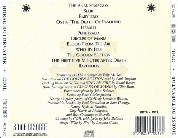 Image of Back Cover of CD - VG+/VG - SONNY BLACK & FRANK WHITE, Carlo, Cokxxx, Nutten (Some Bizzare; ROTA CD1, UK , Jewel Case), Strong VG,  - 2436005E