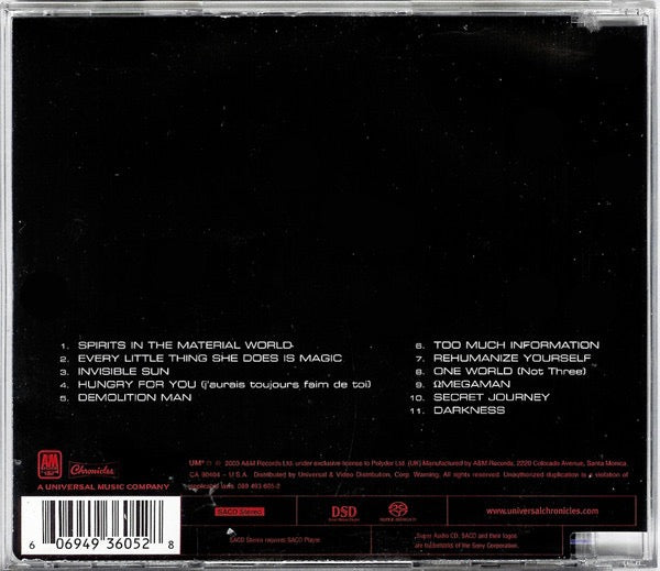 Image of Back Cover of SACD - EX/VG - THE POLICE, Ghost In The Machine (A&M Records; 069 493 605-2, US 2003 Reissue, 25th Anniversary), ,  - 2416122C
