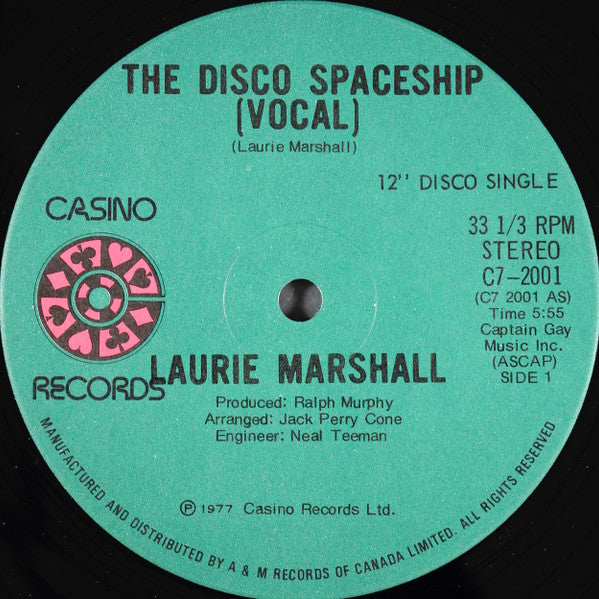 Image of Label Cover of 12" - VG/VG - LAURIE MARSHALL, The Disco Spaceship (Casino Records; C7-2001, Canada 1977, Picture Sleeve), ,  - 2426072E