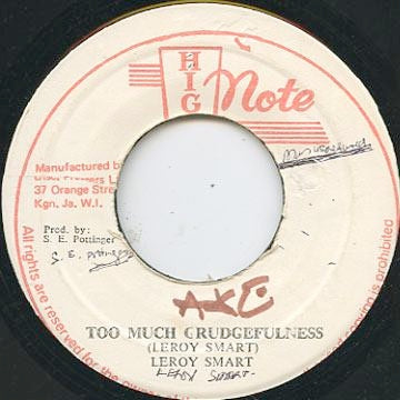 Image of Front Cover of 7" - /VG+ - LEROY SMART, Too Much Grudgefuless (High Note; , Jamaica 1979), Nice copy, clean labels.,  - 2416135C