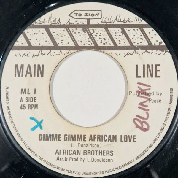 Image of Front Cover of 7" - /VG - AFRICAN BROTHERS, Gimme Gimme African Love (Main Line; ML 1, UK 1977), Light marks, plays fine. SWOL.,  - 2416150C