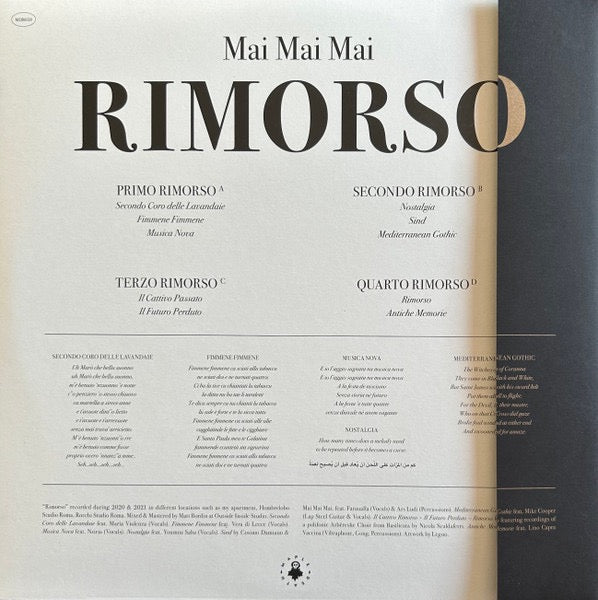 Image of Back Cover of 2xLP - NEW/NEW - MAI MAI MAI, Rimorso (Maple Death Records; MDR058, Europe 2023 Reissue), ,  - 2956189S