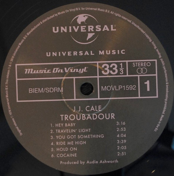 Image of Label Cover of LP - NEW/NEW - J.J. CALE, Troubadour (Music On Vinyl; MOVLP1592, Europe 2016 Reissue), ,  - 2416201C