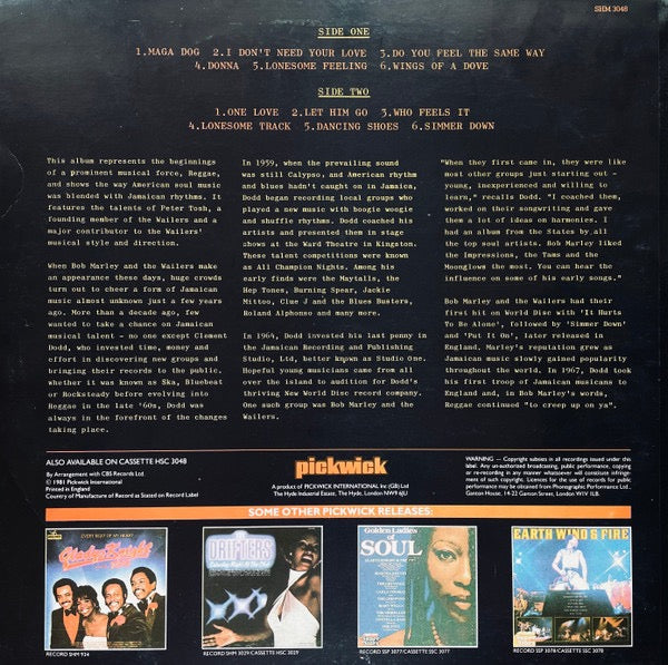 Image of Back Cover of LP - VG/VG - BOB MARLEY AND THE WAILERS  WITH PETER TOSH, Bob Marley And The Wailers With Peter Tosh (Hallmark Records; SHM 3048, UK 1981, Laminated Front Sleeve), Light Marks only.,  - 2416223C