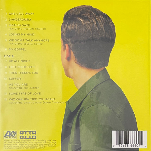 Image of Back Cover of LP - VG+/EX - CHARLIE PUTH, Nine Track Mind (Atlantic ; 7567-86660-9, Worldwide 2023, Inner, Clear Vinyl), Sleeve Creased,  - 2426152E
