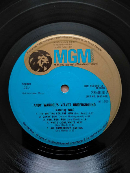 Image of Label Cover of 2xLP - VG/VG - ANDY WARHOL'S VELVET UNDERGROUND FEATURING NICO, Andy Warhol's Velvet Underground Featuring Nico (MGM Blue and Gold; 2683 006, UK 1971, Laminated Gatefold Sleeve), ,  - 2426047E