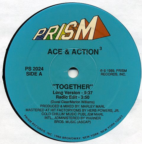 Image of Front Cover of 4924180E: 12" - ACE & ACTION3, Together / Letter To The Better (Prism; PS 2024, US 1989, Company Sleeve)   VG/VG