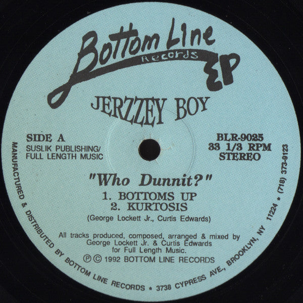 Image of Front Cover of 12" - /VG+ - JERZZEY BOY, Who Dunnit? (Bottom Line Records; BLR-9025, US 1992, Plain Sleeve), ,  - 2646264S