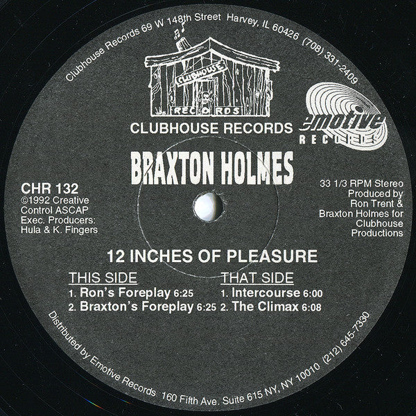 Image of Front Cover of 12" - /VG+ - BRAXTON HOLMES, 12 Inches Of Pleasure (Clubhouse Records; CHR 132, US 1992), ,  - 2446107S