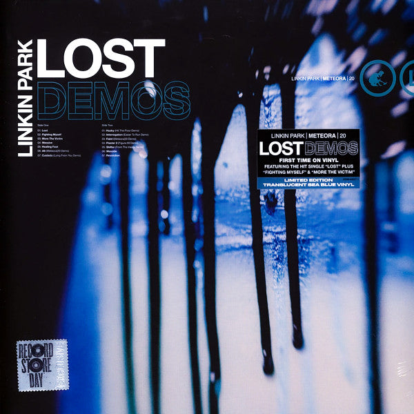 Image of Front Cover of LP - VG+/VG+ - LINKIN PARK, Lost Demos (Warner Records; 093624852711, Europe 2023, Insert, Translucent Sea Blue Vinyl), Still in hype stickered shrinkwrap, small RSD warp.,  - 2416064C