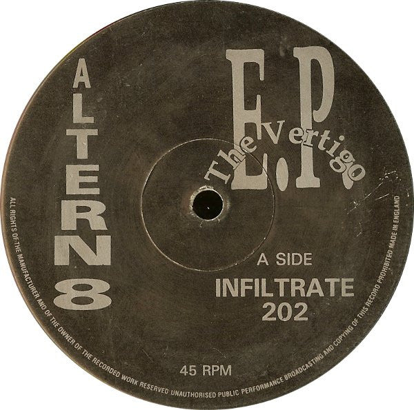 Image of Front Cover of 12" - /VG - ALTERN 8, The Vertigo E.P. (Network Records; NWKT 24, UK 1991), ,  - 2446109S