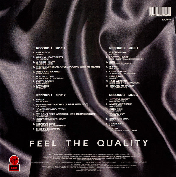 Image of Back Cover of 2xLP - VG/VG - VARIOUS, Now That's What I Call Music 6 (Virgin EMI; NOW 6, UK 1985, Gatefold, 2 Now Inners, EMI Pressing, Correct Track 3 Publisher Credit), ,  - 2416070C