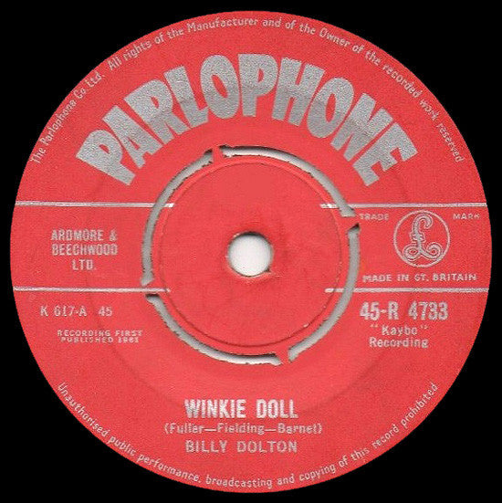Image of Front Cover of 7" - VG/VG - BILLY DOLTON, Winkie Doll / Girls (Parlophone ; 45-R 4733, UK 1961, Company Sleeve), ,  - 2326181E
