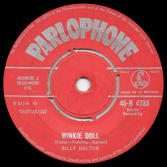 Image of Front Cover of 7" - VG/VG - BILLY DOLTON, Winkie Doll / Girls (Parlophone ; 45-R 4733, UK 1961, Company Sleeve), ,  - 2326181E