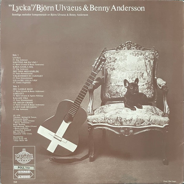 Image of Back Cover of LP - VG/VG - BJ RN ULVAEUS & BENNY ANDERSSON, "Lycka" (Polar; POLL 113, Sweden 1970s Reissue), ,  - 2416099C