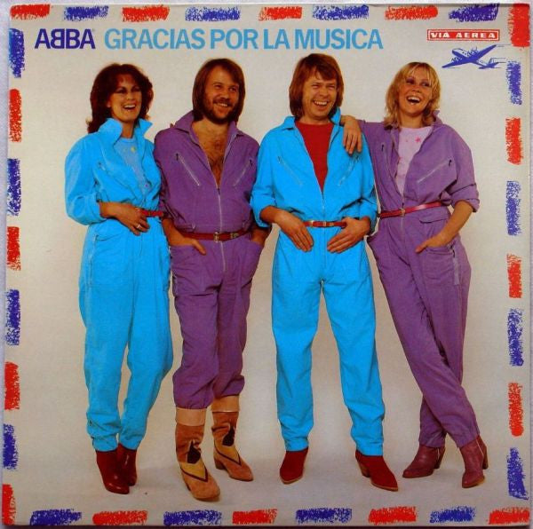 Image of Front Cover of LP - G+/VG+ - ABBA, Gracias Por La Musica (Septima Records; SRLM 1, UK 1980), A few areas of sleeve water damage/peeling, Nicely intact, Clean glossy disc,  - 2416383C
