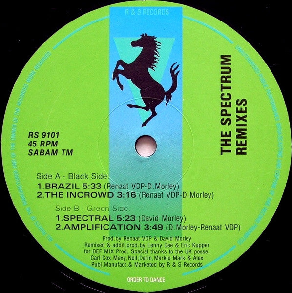 Image of Label Cover of 12" - VG+/VG+ - SPECTRUM, The Remixes (R & S Records; RS 9101, Belgium 1991), Couple superficial marks.,  - 2446144S