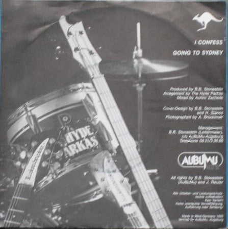 Image of Back Cover of 7" - VG/VG - THE HYDE PARKAS, I Confess / Going To Sydney (AuBuMu ; L 1/85, Germany 1985, Picture Sleeve), Split Seam, Sleeve Creased,  - 2426183E