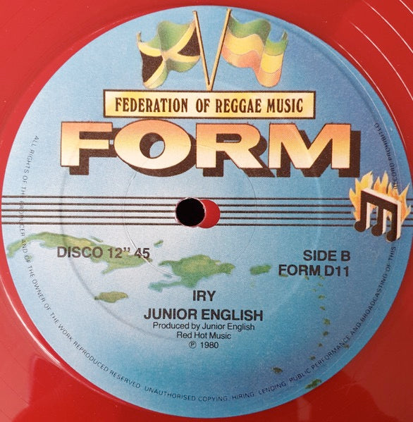 Image of Back Cover of 12" - VG/VG - JUNIOR ENGLISH, You Are So Good To Me (FORM; FORM D11, UK 1980, Company Sleeve, Red Vinyl), Light Marks only.,  - 2416358C