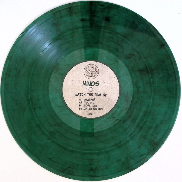 Image of Back Cover of 12" - /VG+ - MINOS, Watch The Ride EP (Jungle Slapperz; JS001, Netherlands 2025, Green Marbled Vinyl), ,  - 2446163S