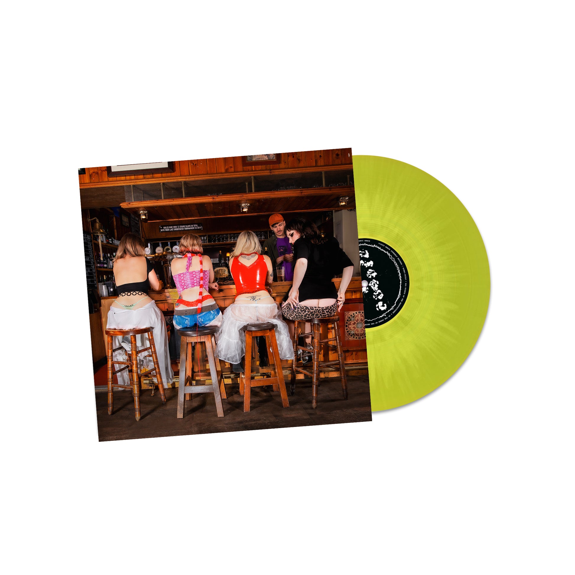 Image of Back Cover of LP - NEW/NEW - PANIC SHACK, Panic Shack (Brace Yourself Records; BYREC62LPY, UK 2026, Sour Colour ), , To be released in July, Panic Shack’s self-titled debut album represents a serious level up. Linking up with producer Ali Chant (PJ Harvey, Perfume Genius, Yard Act), it finds the band expanding their gutsy punk sound into fuller territory, packed with vocal harmonies, synths, electronic experimentation, and even a trumpet at one point. Irresistible because of their simplicity and ch