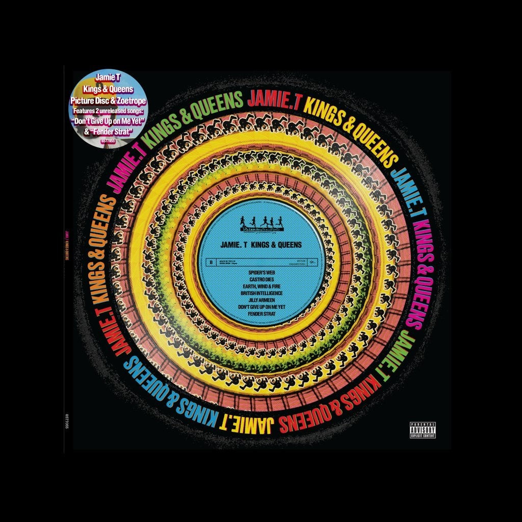 Image of Back Cover of LP - NEW/NEW - JAMIE T, Kings & Queens (UMR; 6577055, UK 2026 Reissue, Limited Edition Zoetrope), , Special edition 1LP Picture Disc (Side A) & Zoetrope (Side B) pressing of Kings & Queens, the sophomore studio album by Jamie T. Including, for the first time on vinyl, 2 completely unreleased songs “Don’t Give Up on Me Yet“ and “Fender Strat” located from Jamie’s personal archive.Following on from his platinum selling debut album Panic Prevention, Kings & Queens was released 7th Septe