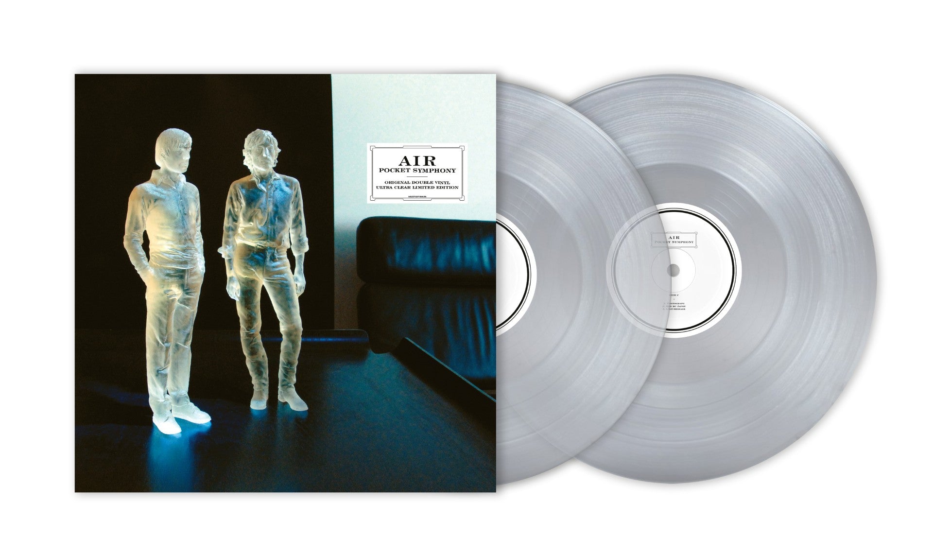 Image of Back Cover of 2xLP - NEW/NEW - AIR, Pocket Symphony (Warner; 5021732765925, Europe 2026 Reissue, Gatefold, Ultra Clear Vinyl), , Originally released in 2007 and produced by long-time collaborator Nigel Godrich, this album represents a refined and introspective milestone in Air's career. The record masterfully blends delicate electronics with traditional Japanese instrumentation, creating a soundscape that is both intimate and cinematic. - 944609C