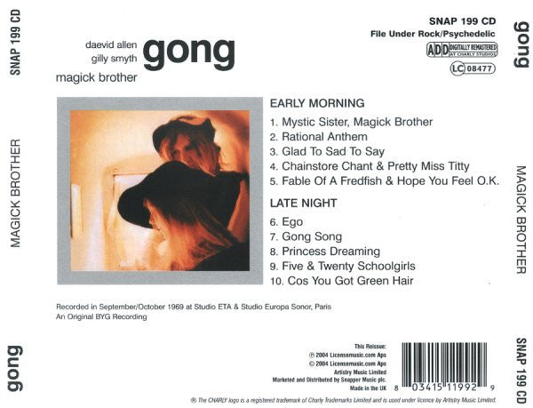 Image of Back Cover of CD - EX/VG+ - GONG, Magick Brother (Charly Records; SNAP 199 CD, UK 2004 Reissue, Jewel Case), ,  - 2416297C