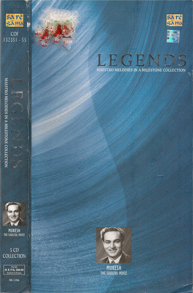 Image of Front Cover of 5xCD - VG+/VG+ - MUKESH, Legends-Maestro Melodies In A Milestone Collection (The Soulful Voice) (RPG; CDF 132351 - 55, India 2006, Box Set), ,  - 2456217S