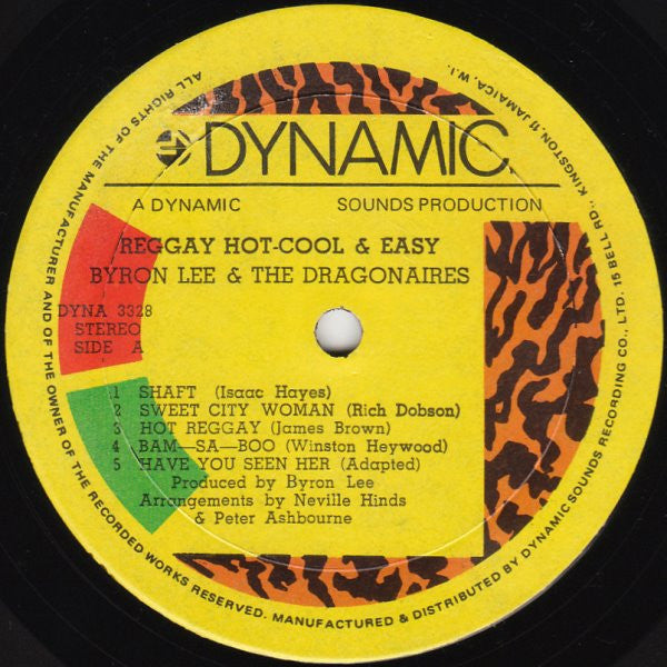 Image of Label Cover of LP - VG+/VG+ - BYRON LEE AND THE DRAGONAIRES, Reggay Hot Cool & Easy (Dynamic Sounds; DY 3328, Jamaica 1972, Pasteback Sleeve), ,  - 2446238S