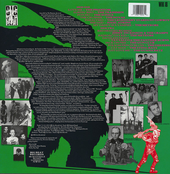 Image of Back Cover of LP - VG/VG - VARIOUS, Rockabilly Psychosis And The Garage Disease (Big Beat Records; WIK 18, UK 2013 Reissue), Hairlines. Strong VG sleeve, ring wear on back.,  - 2426211E