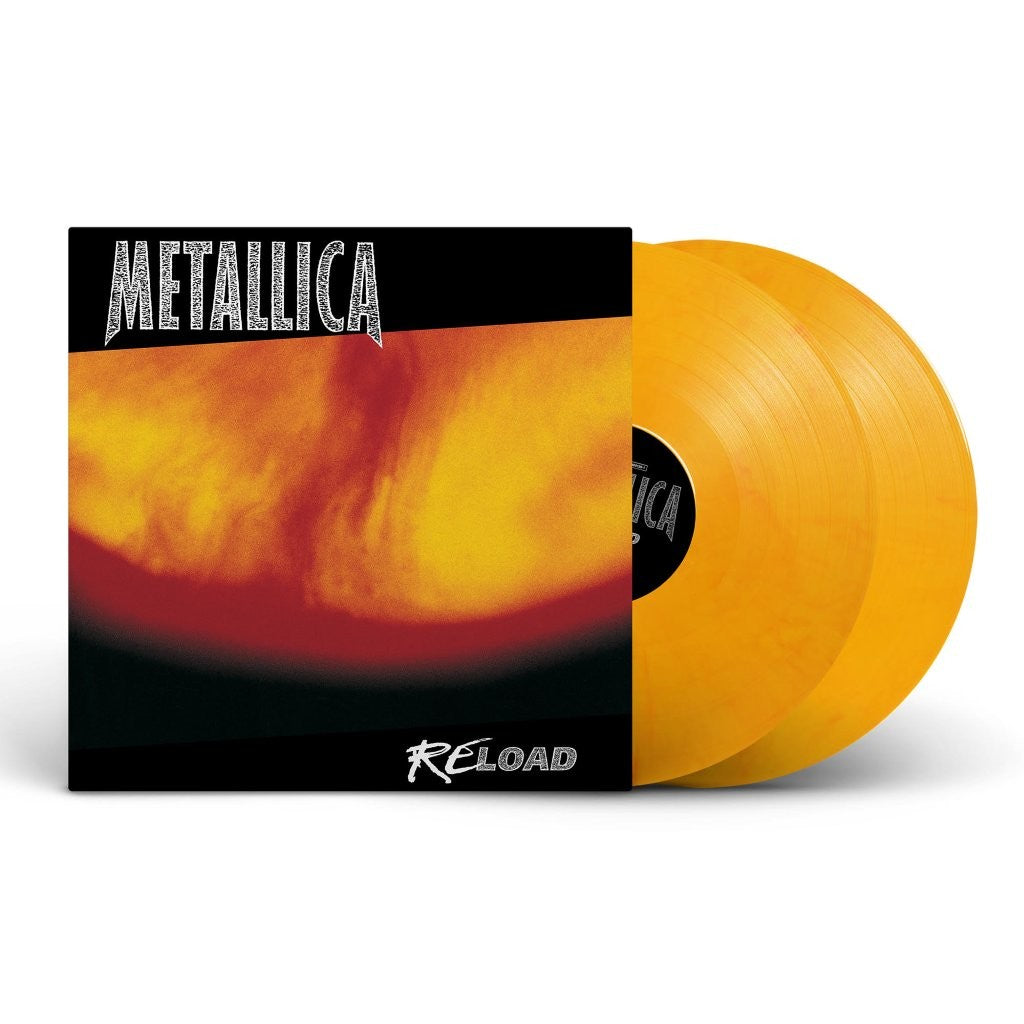 Image of Front Cover of 2xLP - NEW/NEW - METALLICA, ReLoad (Remastered) (UMR; BLCKND12R1W, Europe 2026 Reissue, Gatefold, 2 Inserts, 2LP Flaming Fuel Vinyl, Download Code), , Metallica is continuing to release remasters of their catalog, with the latest being the 4x-platinum ReLoad, available everywhere on June 26th.  Produced by Bob Rock, ReLoad is the follow-up to 5x-platinum Load. ReLoad contains fan favorites including “Fuel,” “The Memory Remains,” and “The Unforgiven II.” Remastered by Reuben Cohen at 