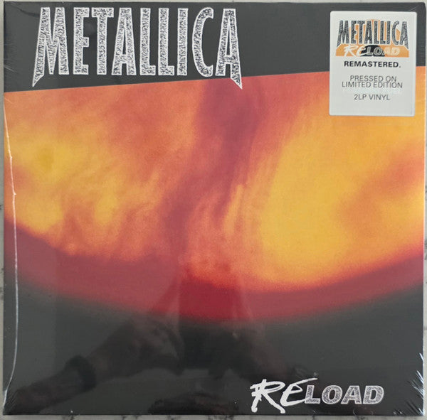 Image of Front Cover of 2xLP - NEW/NEW - METALLICA, Reload (Blackened; BLCKND12R1W, Europe 2026 Reissue, Gatefold, 2 Inserts, Yellow Translucent (Flaming Fuel) Vinyl, Download Code), , Metallica is continuing to release remasters of their catalog, with the latest being the 4x-platinum ReLoad, available everywhere on June 26th.  Produced by Bob Rock, ReLoad is the follow-up to 5x-platinum Load. ReLoad contains fan favorites including  Fuel,   The Memory Remains,  and  The Unforgiven II.  Remastered by Reuben