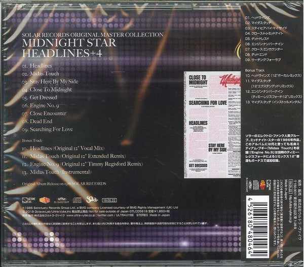 Image of Back Cover of CD - VG+/M - MIDNIGHT STAR, Headlines (Octave Lab; OTLCD 5618, Japan 2019 Reissue, Jewel Case, No Obi), SEALED,  - 2416492C